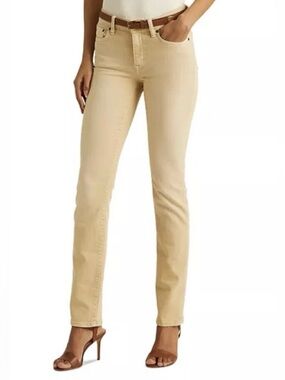 Ralph Lauren Jeans Women’s Size 0 X 32 Cream Modern Straight Mid Rise Stretch